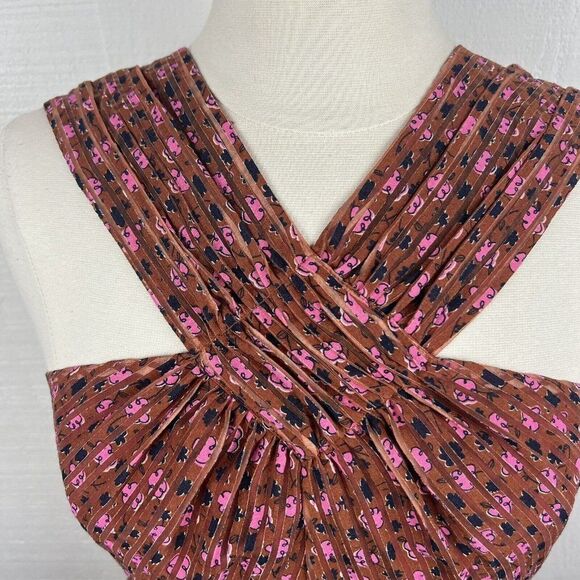 Kate Spade Floradoodle Halter Dress 8 Womens Pink Print Fit & Flare Pockets - Picture 7 of 11